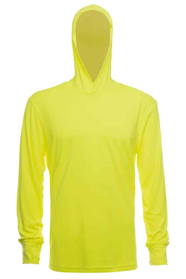 Safety Yellow UPF50 performance hoodie crew long sleeve t-shirt by spectrausa