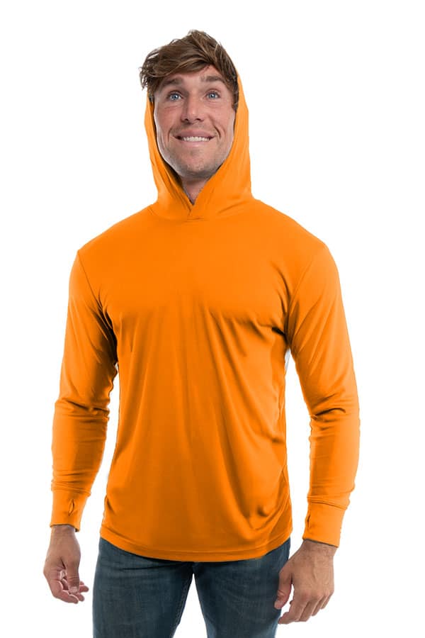 Construction Orange UPF50 performance hoodie crew long sleeve t-shirt by spectrausa