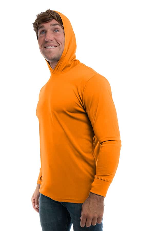 Construction Orange UPF50 performance hoodie crew long sleeve t-shirt by spectrausa