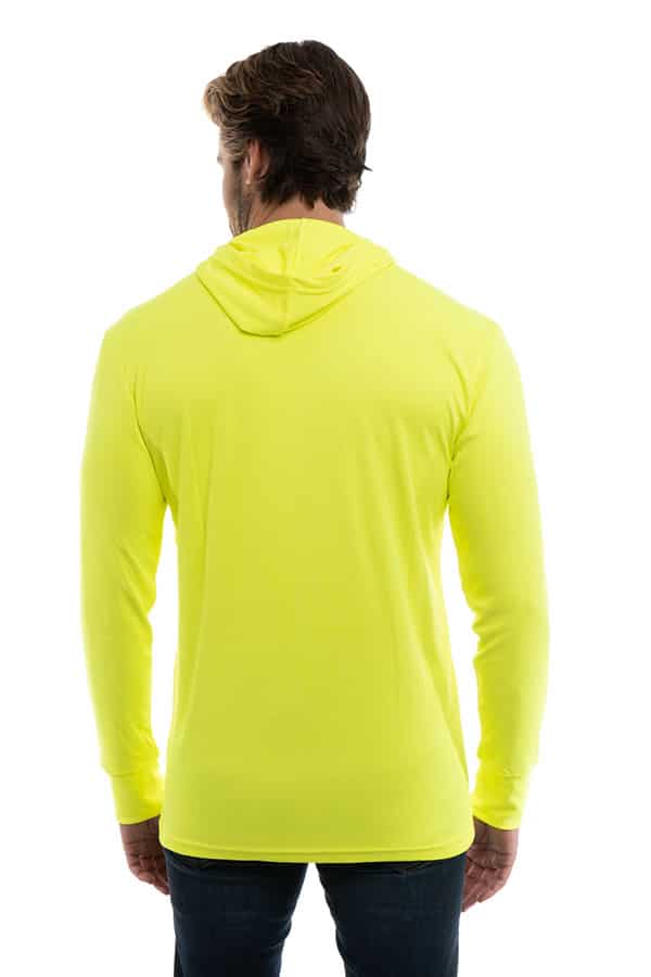 Safety Yellow UPF50 performance hoodie crew long sleeve t-shirt by spectrausa
