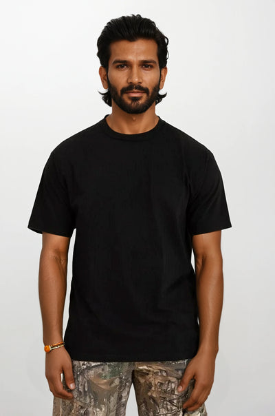 Heavy Weight Reactive Black T Shirt - Garment Dye