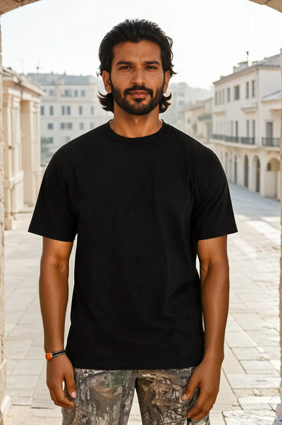 Heavy Weight Reactive Black T Shirt - Garment Dye