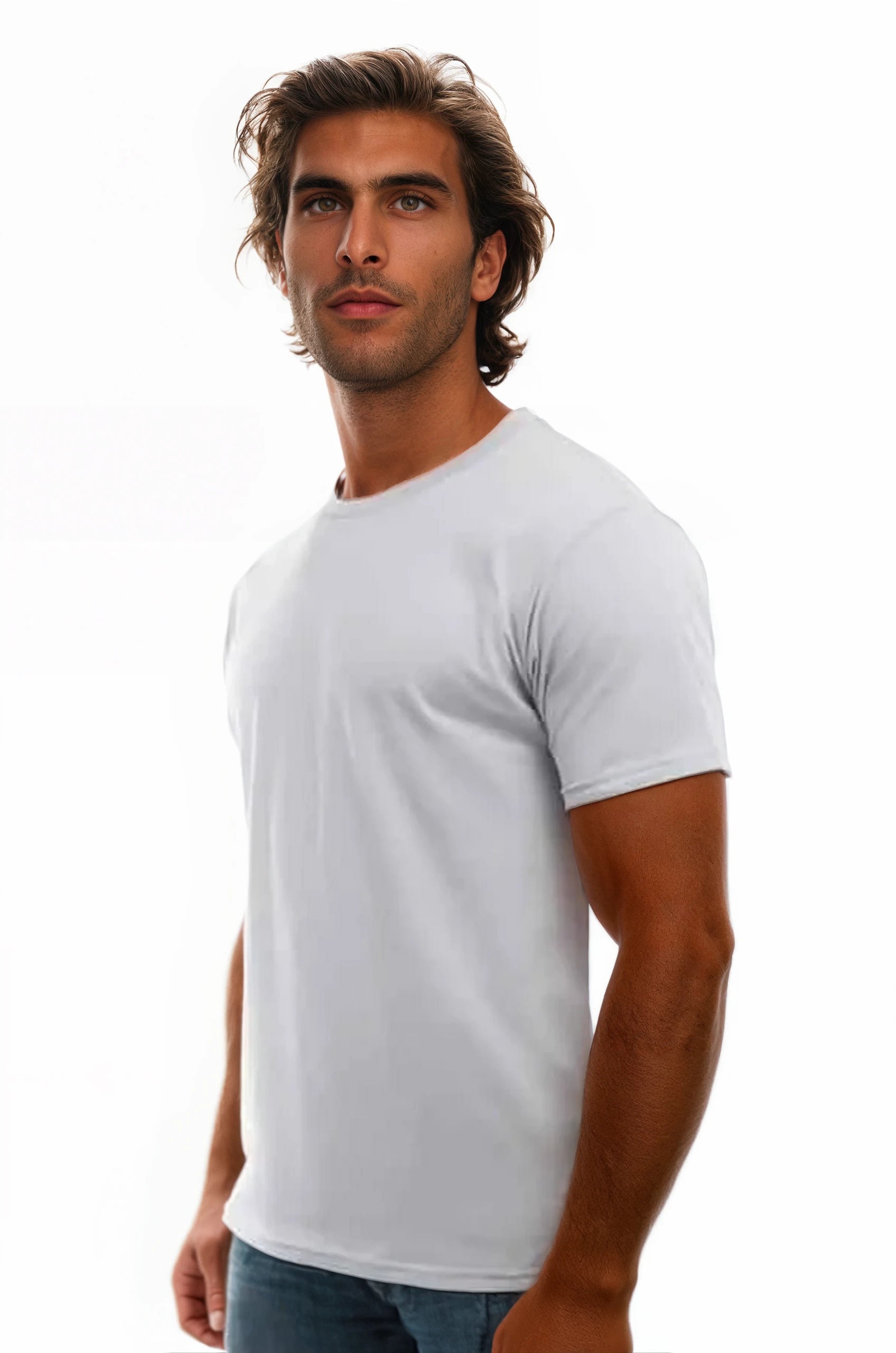Silver 3100 Premium Blank Cotton Crew Neck T-Shirts by spectraUSA