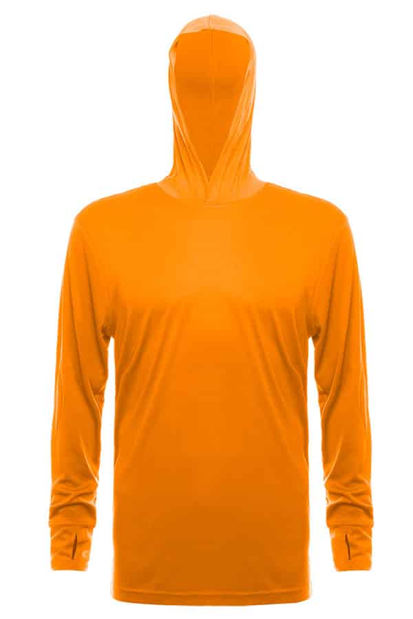Construction Orange UPF50 performance hoodie crew long sleeve t-shirt by spectrausa