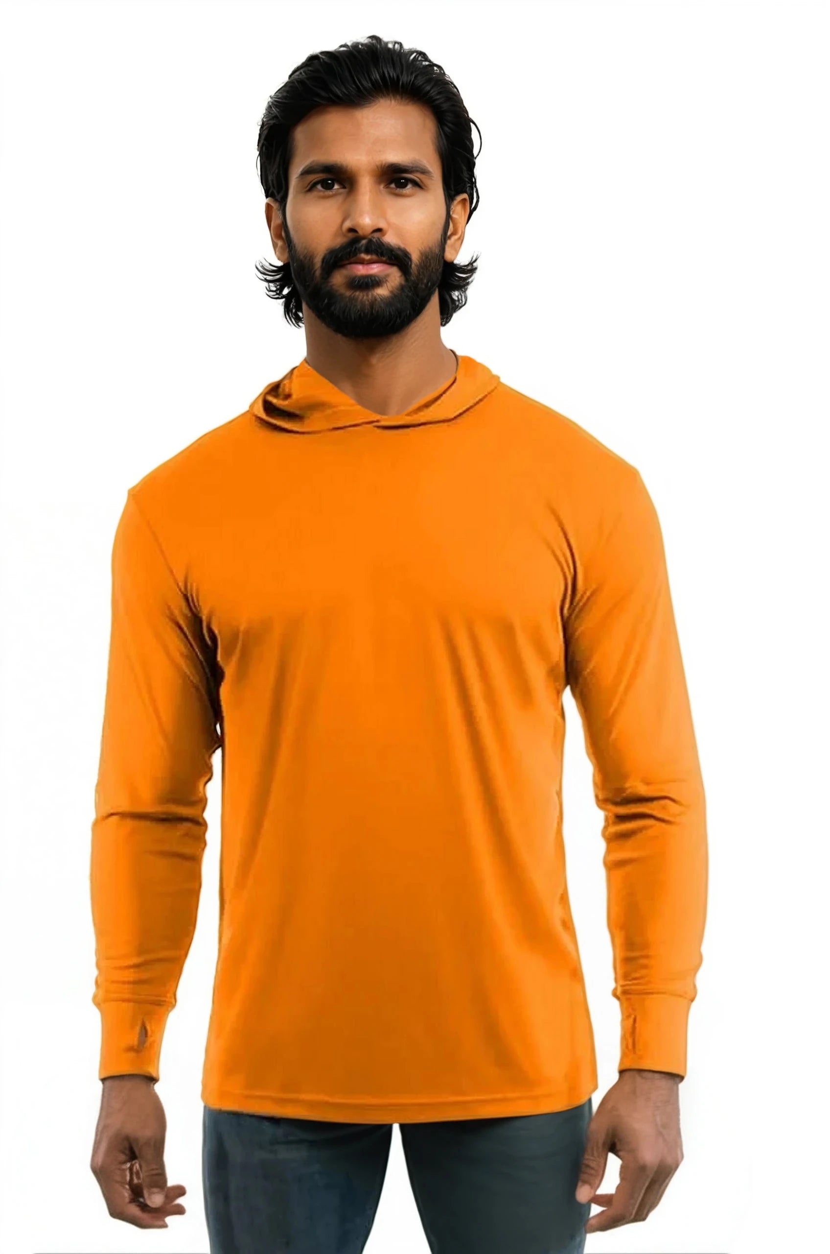 Construction Orange UPF50 performance hoodie crew long sleeve t-shirt by spectrausa