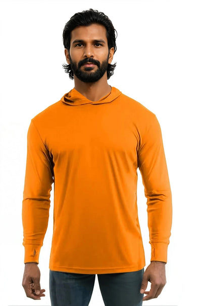 Construction Orange UPF50 performance hoodie crew long sleeve t-shirt by spectrausa