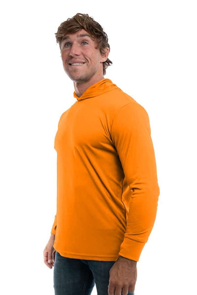 Construction Orange UPF50 performance hoodie crew long sleeve t-shirt by spectrausa