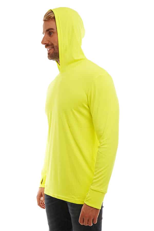 Safety Yellow UPF50 performance hoodie crew long sleeve t-shirt by spectrausa