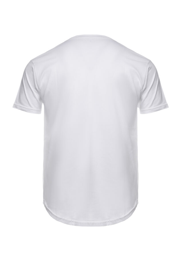 3030 White back Long Sleeve Curve Hem T-shirt