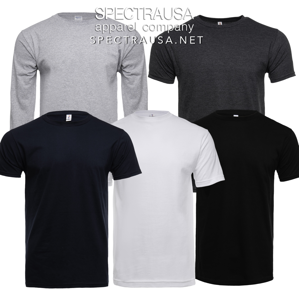 Sample pack of 5 Spectra wholesale t-shirts
